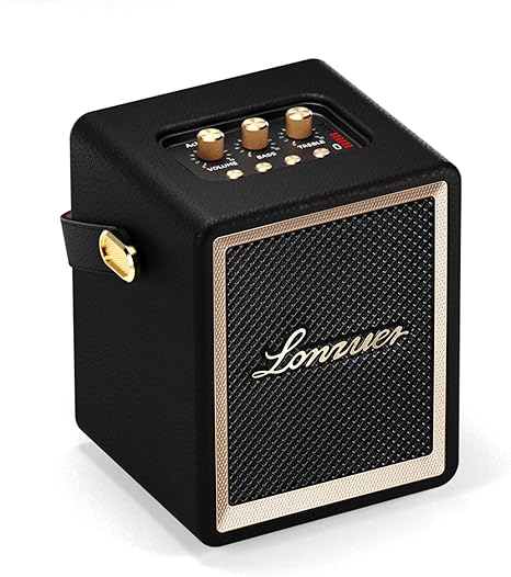 Action Wooden Portable Speaker with Handle Small Portable Bluetooth Speakers with 5000mAh Battery Speakers Bluetooth Wireless for Indoor Outdoor Campaign-Black