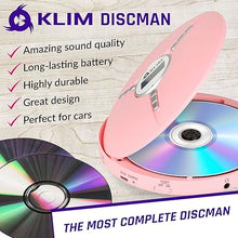 Load image into Gallery viewer, KLIM Discman Portable CD Player with a Built-in Battery - New 2024 - Ideal Car CD Player with Earphones - Compatible CD-R CD-RW MP3 Compact Mini CD Players Personal CD Walkman - Pink
