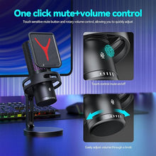 Load image into Gallery viewer, VeGue USB Gaming Microphone for PC, Noise Cancellation Condenser Mic with RGB Lights, Mute, Gain for Streaming, Recording, Podcast, Chat, Twitch, YouTube, Discord, Computer, PS5, PS4,GM7
