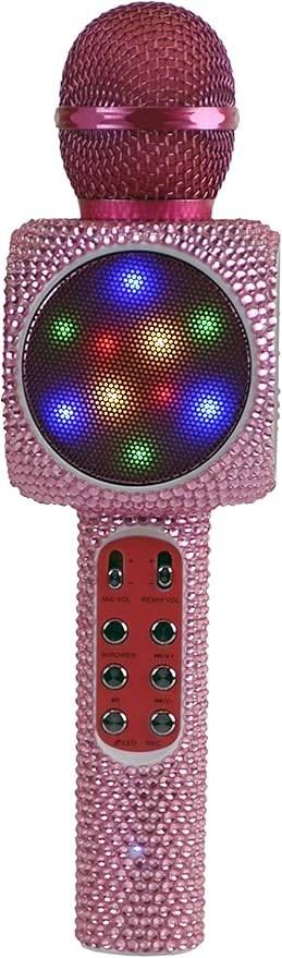 Sing-Along Bling Bluetooth Karaoke Microphone and Bluetooth Stereo Speaker All-in-One (Pink Bling)