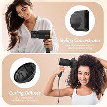 Load image into Gallery viewer, ANIEKIN Hair Dryer, 1875W Ionic Blow Dryer with Diffuser and Concentrator for Women Curly Hair Fast Drying as Constant Temperature, Portable Hair Dryer for Travel, Black
