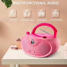 Load image into Gallery viewer, hPlay Gummy GC04 Portable CD Player Boombox with AM FM Digital Tunning Stereo Radio Kids CD Player LCD Display, Aux-Port Supported AC or Battery Powered - Pastel Pink
