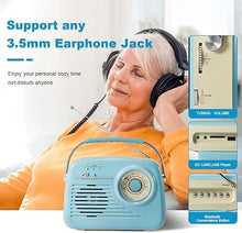 Load image into Gallery viewer, Portable Am Fm Radios, Radio Bluetooth Support Battery Operated or Plug in Wall for Home/Outdoor, Strong Reception &amp; Sound, Large Dial Easy to Use, Gifts for Seniors Elderly (Blue)
