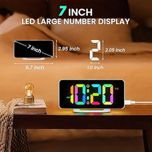 Load image into Gallery viewer, Digital Alarm Clock with Colorful Dynamic RGB Night Light,Volume/Color Adjustable,USB-C Charger Port,7" LED Large Display Nightstand Clock for Kids Teens Boys Girls Bedroom(White)
