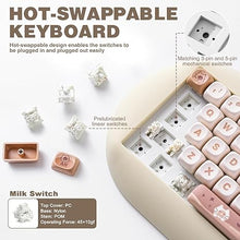 Load image into Gallery viewer, YUNZII C68 Wireless Mechanical Keyboard, 65% Gaming Keyboard Hot Swap,Triple Mode BT5.0/2.4G/Wired,RGB Backlit NKRO,Cute Cat Silicone Ergonomic Keyboard for Win/Mac(Milk Switch,Brown)
