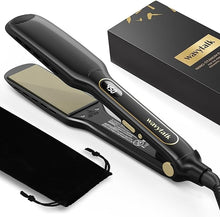 Load image into Gallery viewer, Wavytalk Hair Straightener, Titanium 1.75 Inch Wide Flat Iron for Hair, Professional Straightener with Dual Voltage Leave Hair Silky Smooth, Black
