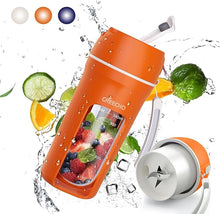 Load image into Gallery viewer, GREECHO Portable Blender, One-handed Drinking Mini Blender for Shakes and Smoothies, 12 oz Personal Blender with Rechargeable USB, Made with BPA-Free Material Portable Juicer, Carrot Orange
