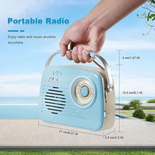 Load image into Gallery viewer, Portable Am Fm Radios, Radio Bluetooth Support Battery Operated or Plug in Wall for Home/Outdoor, Strong Reception &amp; Sound, Large Dial Easy to Use, Gifts for Seniors Elderly (Blue)
