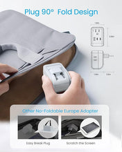 Load image into Gallery viewer, [2-Pack] European Travel Plug Adapter, VINTAR PD 35W Foldable Type C Adapter with 4 AC Outlets 3 USB Ports(2 USB C), Travel Essentials Charger for US to Most of Europe EU Italy Spain France
