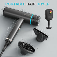 Load image into Gallery viewer, Hair Dryer, 150000 RPM Professional High-Speed Hair Blow Dryer, Negative Ionic Hair Dryer with Diffuser and Nozzle Attachment, Fast Drying and Portable Hair Dryers for Women and Men Traveling, Black
