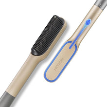 Load image into Gallery viewer, NITION LCD Ceramic Tourmaline Hot Hair Comb Flat Iron 450°F Hair Straightening Brush for Fast Straightening Long Wave,Curly Hair. Easy Hair Straightener Brush Home Styling. MCH Heating. Gold
