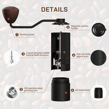 Load image into Gallery viewer, MAVO Manual Coffee Grinder, Wizard Hand Coffee Grinder, Capacity 25g with CNC Stainless Steel Pentagon Conical Burr, Adjustable Setting, Burr Coffee Bean Grinder for French Press, Pour Over Black
