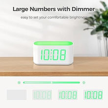 Load image into Gallery viewer, Alarm Clock for Bedrooms, Large Display Digital Clocks with 2 Alarms, 7 Color Larger Night Light, Battery Backup, Dimmer, Adjustable Volume, Easy Snooze (Green)
