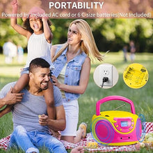 Load image into Gallery viewer, hPlay Gummy P16 Portable CD Player Boombox AM FM Digital Tuning Radio, Aux Line-in, Headphone Jack, Foldable Carrying Handle (Pink)
