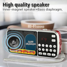 Load image into Gallery viewer, Small Radios Portable AM FM,Battery Powered Radio,Support USB Flash Disk/Micro SD Card MP3 Playback,Digital Buttons,Bass Diaphragm Pocket Radio with Excellent Reception and Sound Quality
