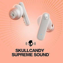 Load image into Gallery viewer, Skullcandy Smokin&#39; Buds in-Ear Wireless Earbuds, 20 Hr Battery, 50% Renewable Plastics, Microphone, Works with iPhone Android and Bluetooth Devices - Bone/Orange Glow
