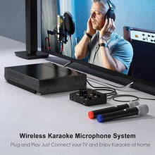 Load image into Gallery viewer, Rybozen Wireless Microphone Karaoke Mixer System, Dual Handheld Wireless Microphone for Karaoke, Smart TV, PC, Speaker, Amplifier, Church, Wedding - Support HDMI, AUX In/Out
