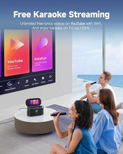 Load image into Gallery viewer, Smart Karaoke Machine, Built-in 10.1&quot; Screen Lyrics Display for Adults Kids, 2 Auto Charging Wireless Microphones, Portable Bluetooth Speaker PA System with WiFi, HDMI for Home TV Outdoor Party
