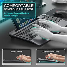 Load image into Gallery viewer, Wireless Keyboard and Mouse - Full-Sized Ergonomic Keyboard with Wrist Rest, Phone Holder, Volume Knob,2.4GHz Silent Cordless Keyboard Mouse Combo for Computer, Laptop, PC, Mac, Windows -Grey
