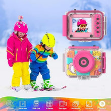 Load image into Gallery viewer, Kids Camera, Waterproof Kids Digital Camera, Children Selfie Camera with 180°Flip Len, 20MP 1080P Sports Action Toy Underwater Camera for Pool Helmet, Birthday Gifts for Boys Girls Age 3-12
