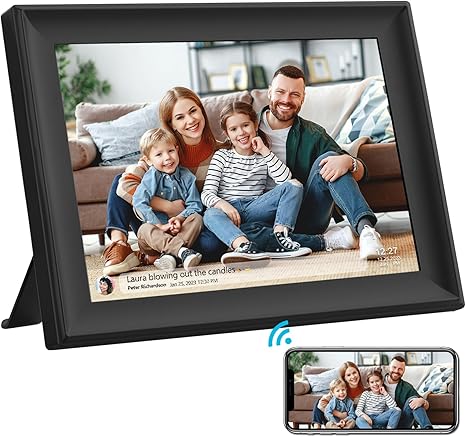 32GB 10.1 Inch WiFi Digital Picture Frame with 1280x800 HD IPS Touch Screen, Send Photo or Videos via App or Email,Support USB Drive/SD Card Extend Storage,Auto-Rotate,Wall Mountable