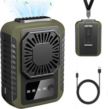 Load image into Gallery viewer, Portable Waist Fan,6000mAh Rechargeable ?aist Fan,3 Speeds Strong Cooling Under Shirt Fan,USB Charging Personal Fan 20H Working,Belt Neck Handheld Fan for Hiking Camping,Green
