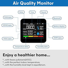 Load image into Gallery viewer, 9-in-1 Indoor Air Quality Monitor: Detects PM2.5, PM1.0, PM10, CO2, CO, TVOC, HCHO, Temperature &amp; Humidity for Home, Office, School &amp; Hotel
