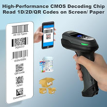 Load image into Gallery viewer, OBZ Bluetooth Barcode Scanner, 2D 1D QR Code Scanner, Handheld 2.4G Wireless Barcode Scanner Connect Smart Phone, Tablet, PC, POS, USB Cordless Barcode Reader Work with Mac OS, Windows, iOS, Android
