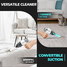 Load image into Gallery viewer, Cyclone-Pro Cordless Handheld Vacuum Cleaner with Efficient Brushless Motor, 12000Pa High Power Suction and Extended Runtime, 4-in-1 Portable Hand Vacuum for Car, Home and Pet - White
