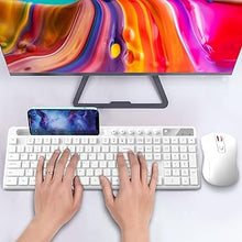 Load image into Gallery viewer, Wireless Keyboard and Mouse Combo, MARVO 2.4G Ergonomic Wireless Computer Keyboard with Phone Tablet Holder, Silent Mouse with 6 Button, Compatible with MacBook, Windows (White)
