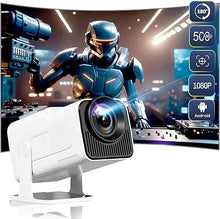 Load image into Gallery viewer, ?180°Adjustable Stand?HIPPUS Smart Projector with WiFi and Bluetooth, Full HD 1080P , Auto Keystone,4K Video Portable Ceiling Projector,Wifi 6,Android 11.0 (White)
