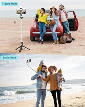 Load image into Gallery viewer, 2 Pack 51”Phone Tripod for iPhone with Light, Cell Phone Tripod Stand with Detachable Remote Control, Selfie Stick Compatible with iPhone Android Smartphone for Vlog Video Recording
