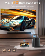 Load image into Gallery viewer, Portable Mini Projector with WiFi and Bluetooth - Electric Focus &amp; Auto Keystone &amp; Zoom, Full HD 1080P Supported Outdoor Movie Projector, Compatible with iOS/Android/TV Stick/HDMI/PS5 (Brown)
