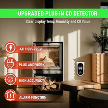 Load image into Gallery viewer, Upgraded Carbon Monoxide Detector Plug in Wall, Carbon Monoxide Detectors with HD Screen&amp;Indicator Visual&amp;Audible Alarm, 3-in-1 CO Detector(CO Gas Meter, Temp and Humidity) for Home RV Travel
