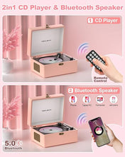 Load image into Gallery viewer, CD Player Portable for Home with Upgraded Speakers Bluetooth in/Out Rechargeable Desktop CD Player with LED Screen Boombox Music Player Peach Pink
