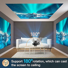 Load image into Gallery viewer, [180°Adjustable Stand]HIPPUS Smart Mini Projector with WiFi and Bluetooth, Full HD 1080P, Auto Keystone,4K Video Portable Ceiling Projector,Wifi 6,Android 11.0 (Black)
