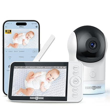 Load image into Gallery viewer, PARIS RHÔNE Video Baby Monitor, 2K UHD WiFi Camera, Night Vision, 5” Smart Baby Monitor with App Control, Motion and Cry Detection, AI Tracking, Three-Way Audio, RGB Night Light, Lullabies…
