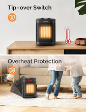 Load image into Gallery viewer, 1000W Small Space Heaters for Indoor Use, PTC Ceramic Personal Heater with Overheating &amp; Tip-Over Protection, Quiet Heating for Desktop Office Home
