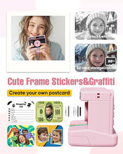 Load image into Gallery viewer, Instant Print Camera for Kids,2.4 Inch Screen Kids Instant Cameras, Christmas Birthday Gifts for Girls Age 3-12, Portable Toddler Toy for 3 4 5 6 7 8 9 10 Year Old Girls Boys (Pink)
