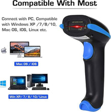 Load image into Gallery viewer, WoneNice Barcode Scanner Wireless 2-in-1 (2.4Ghz Wireless+USB 2.0 Wired) Handheld Bar Code Scanner Reader (Blue)
