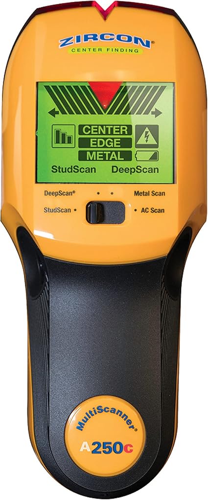 Zircon MultiScanner A250c All-In-One Stud Finder/Metal Detector/Live AC Wire Detection and Scanner