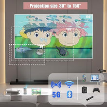 Load image into Gallery viewer, Mini Projector Android TV with Wireless 5G Wifi and Bluetooth,1080P Support ,Portable Pocket DLP Smart Projector for kids Built in Apps, Speaker, Rechargeable Battery, Airplay with remote controller
