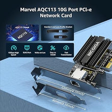Load image into Gallery viewer, 10G Base-T PCI-e Network Card, Marvell AQC113 Controller, NICGIGA 10Gb Ethernet Adapter Support WOL, 10Gbe RJ45 Port NIC Card, Windows10/11/Windows Server/Linux
