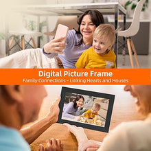 Load image into Gallery viewer, Digital Picture Frame WiFi 16GB, 10.1 Inch Digital Photo Frame, Share Photos to Electronic Picture Frame via App from Anywhere, 1280x800 Touch Screen, Auto-Rotate, Warm Gift for Family (Black)
