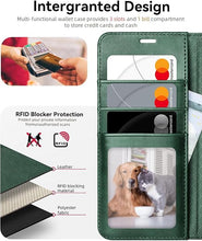 Load image into Gallery viewer, OCASE Compatible with Galaxy S25 Wallet Case, PU Leather Flip Folio Case with Card Holders RFID Blocking Kickstand [Shockproof TPU Inner Shell] Protective Phone Cover 6.2 Inch 2025, Blackish Green
