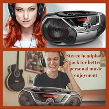 Load image into Gallery viewer, Philips Portable Boombox CD Player Bluetooth FM Radio MP3 Mega Bass Reflex Stereo Sound System with NFC, 12W, USB Input, Headphone Jack, and LCD Display
