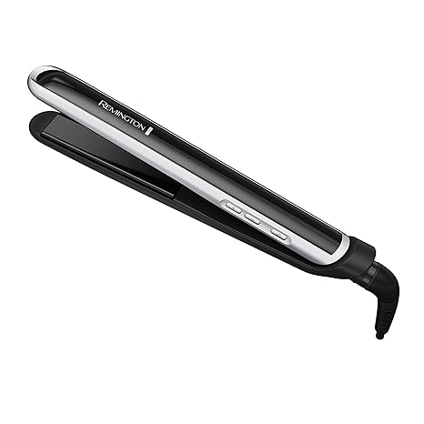 Remington Pearl Pro Ceramic Flat Iron Hair Straightener, 1-inch Floating Plates, Fast 30 Second Heat up, Black & White