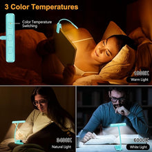 Load image into Gallery viewer, Gritin 19 LED Rechargeable Book Light for Reading in Bed with Memory Function- Eye Caring 3 Color Temperatures,Stepless Dimming Brightness,80 Hrs Runtime Clip On Book Light for Book Lovers-Blue
