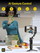 Load image into Gallery viewer, 3-axis Phone Gimbal Stabilizer for iPhone 15/14/13 Pro Max Android w/Face Tracking,1/4&quot;Threads,Built-in Fill Light, Portable Smartphone Gimbal Video Recording for TikTok,YouTube-Smart X Black
