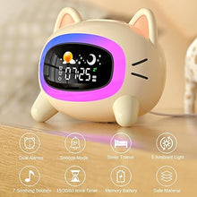 Load image into Gallery viewer, Kids Alarm Clock Ok to Wake Alarm Clock for Kids, Toddlers Night Light Clock for Bedroom, Cat Alarm Clock with Sleep Training and Sound Machine, Birthday Gift for Boy Girls Children
